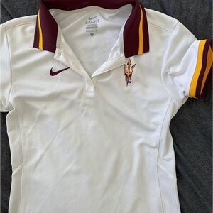 Womens ASU Nike Dri Fit Polo with Maroon & Gold Trim SZ S